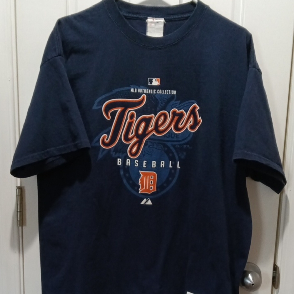 Majestic Navy Tigers Baseball Tee